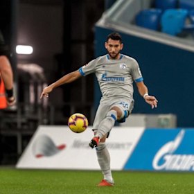 Canberra export George Timotheou playing for Schalke 04 at the Zenit Arena in Russia. 