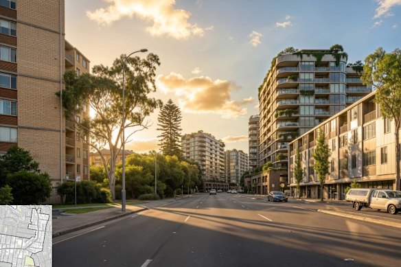 A concept image of the Military Road growth corridor. Mosman Council’s master plan would have capacity to deliver about 4700 homes.