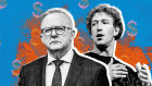 Anthony Albanese, left, and Mark Zuckerburg are at loggerheads.