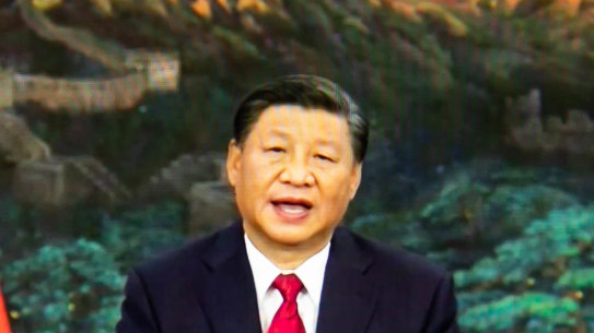 Xi Jinping, China’s president, speaks during a prerecorded video at the United Nations General Assembly in New York, U.S., on Tuesday, Sept. 21, 2021
