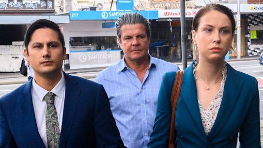 Blake Davis and Hannah Quinn outside the Darlinghurst Supreme Court on Monday.