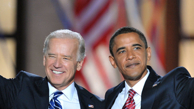 Joe Biden in 2008 with Barack Obama, whom he served as vice-president. 