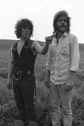 Michael Lang (left) and Chip Monck on site at Woodstock just prior to the event starting.