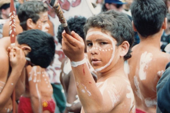 Alister Thorpe in 1992 at a rally at Victoria’s Parliament House.