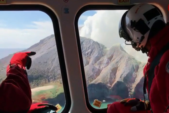 A crew from the Auckland Westpac Rescue Helicopter set down on the island to search for the injured.