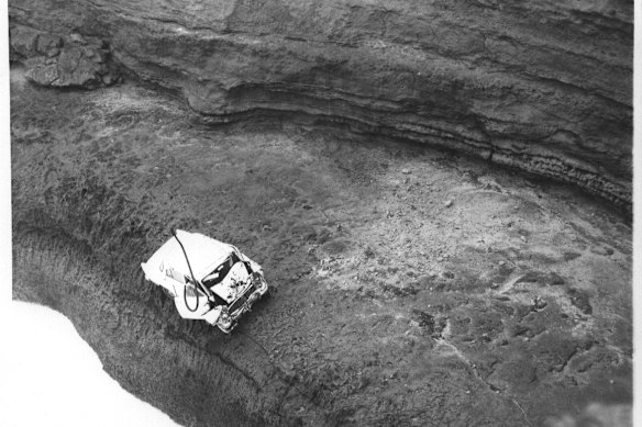 The wreckage landed on a rock platform.