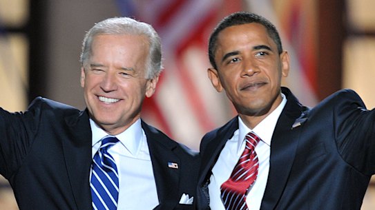 Joe Biden in 2008 with Barack Obama, whom he served as Vice-President. 