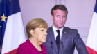 Angela Merkel and a beamed-in French President Emmanuel Macron announce the plan for a recovery fund.