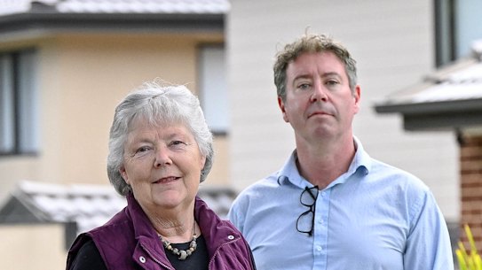 Swinburne University’s Stephen Glackin and Croydon Conservation Society president Liz Sanzaro in Croydon South, where Maroondah council has changed its planning scheme to encourage density.