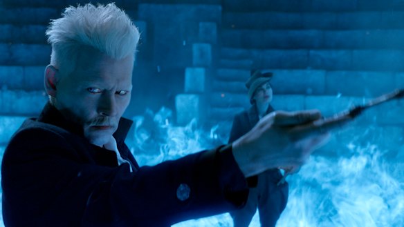 Johnny Depp as Grindelwald in the Fantastic Beasts franchise.
