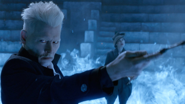 Johnny Depp as Grindelwald in the Fantastic Beasts franchise.