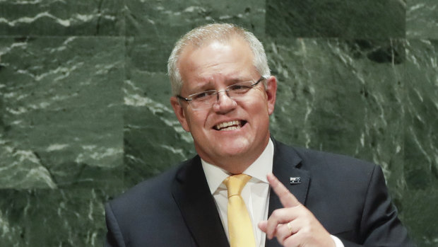 Prime Minister Scott Morrison delivers the Australian National Statement to the United Nations General Assembly in New York.