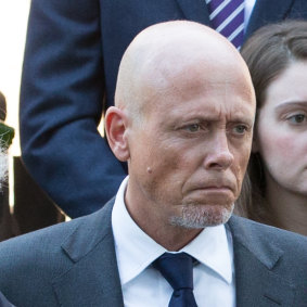 Charles Fairfax, pictured in 2017 at the funeral of his mother Lady (Mary) Fairfax.