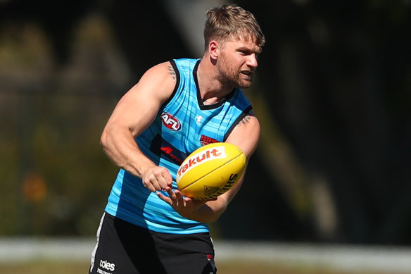 Jake Stringer at training earlier this month.