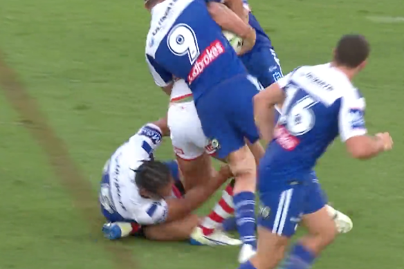 Canterbury's Sauaso Sue was also charged for collapsing on the legs of the Dragons' Paul Vaughan last year.