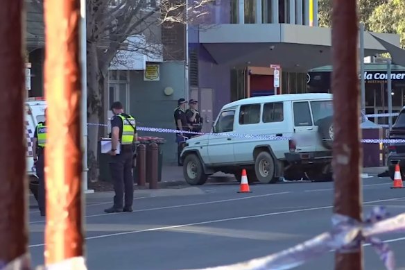 The Toyota LandCruiser at the scene of the incident.