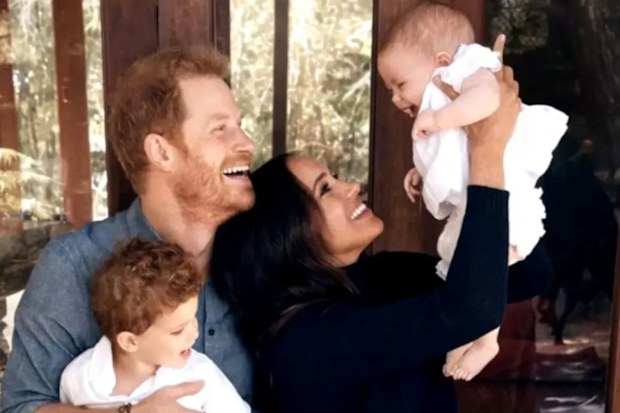 Harry and Meghan with Archie and Lilibet