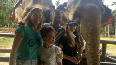 Jo Foggo, husband Chris Smith, and children Saxon and Savannah, at the Khao Sok National Park in Thailand one week before a positive COVID-19 test threw their plans for a return journey into chaos.