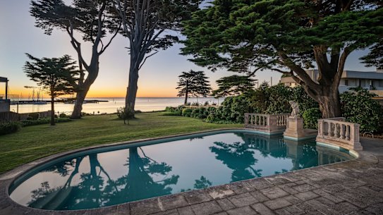 The oversized block is set on the beachfront.