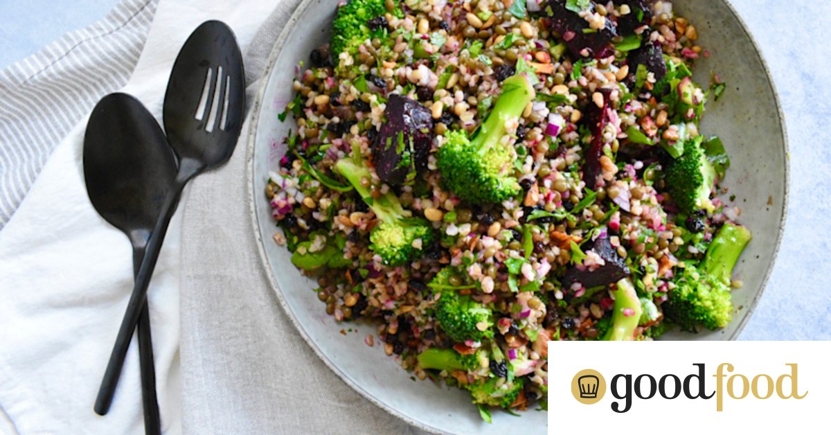 Beetroot, grain and currant salad with honey yoghurt