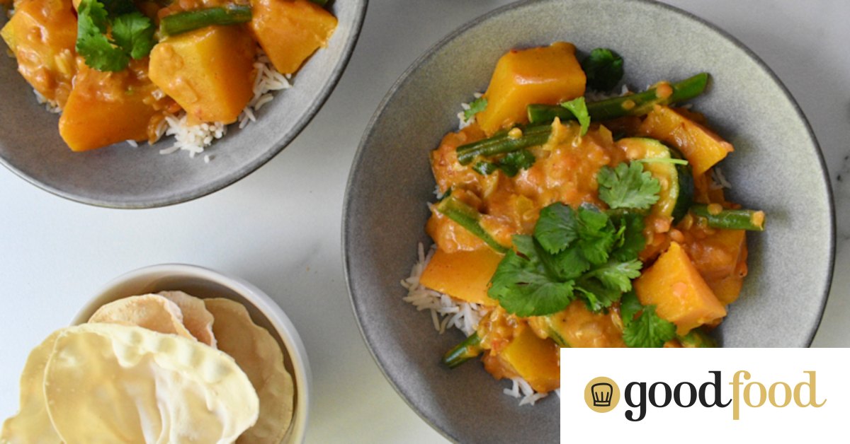 Dairy-free pumpkin, zucchini and green bean curry