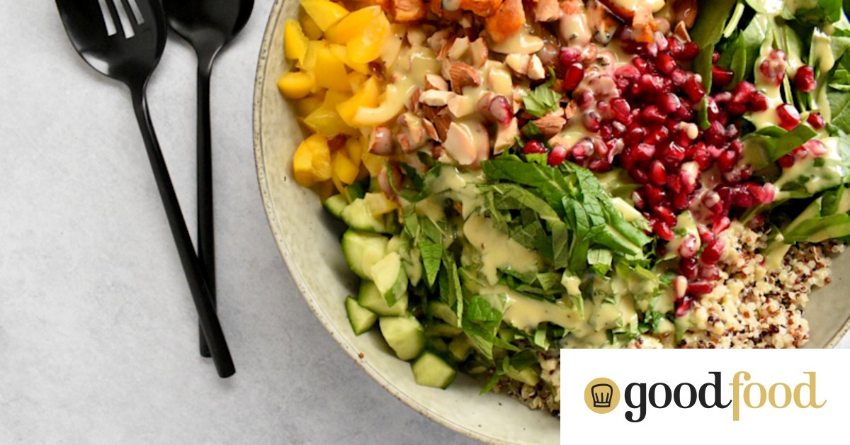 Sweet potato, quinoa and apple salad with a tahini-honey dressing