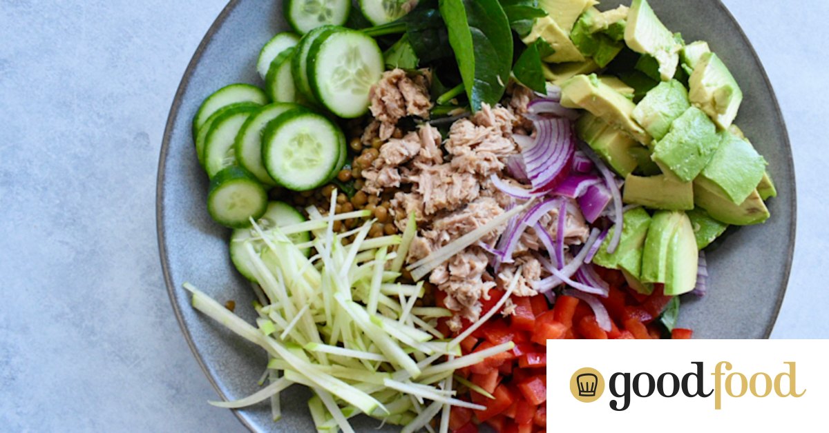 Quick tuna, lentil and avocado salad recipe