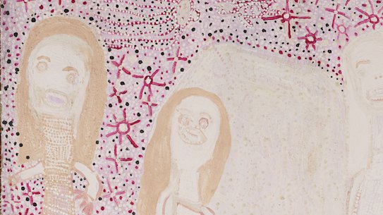 Ms D. Yunupiŋu’s Yunupiŋu - The Rock, 2021. Courtesy of the estate of Ms D. Yunupiŋu and Buku-Larrŋgay Mulk