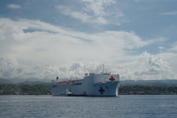 The USNS Mercy in Honiara harbour. 