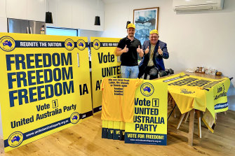 United Australia Party MP Craig Kelly with Morgan Jonas, who has submitted his application to be a candidate with UAP 