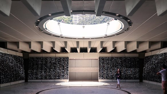 Fiona Hall’s soil samples under the Anzac Memorial in Hyde Park.