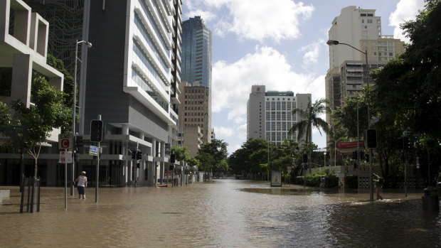 The corner of Albert and Margaret streets during the 2011 flood. 