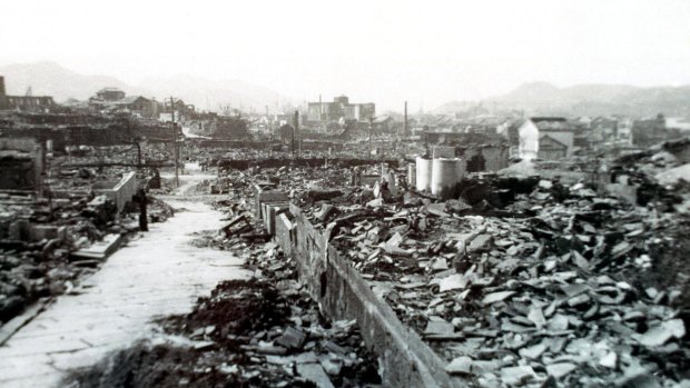 "We thought that an enormous ammunition dump or something like that had blown up..." The aftermath of the bombing of Nagasaki, August 1945.