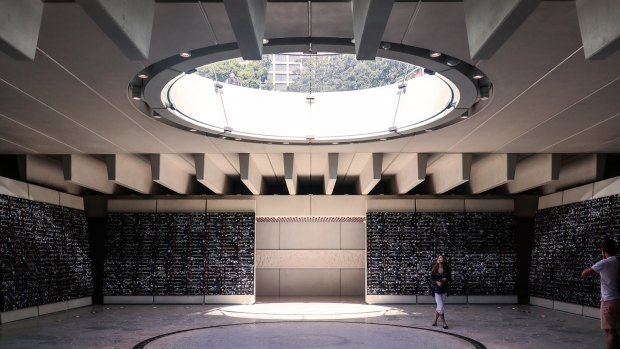 Fiona Hall’s soil samples under the Anzac Memorial in Hyde Park.