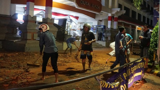 Damage to Matahari shopping centre in Denpasar on the island of Bali in Indonesia.