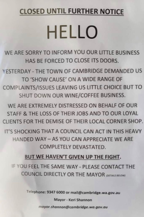 The notice from the Town of Cambridge on The Wine Thief's front door.