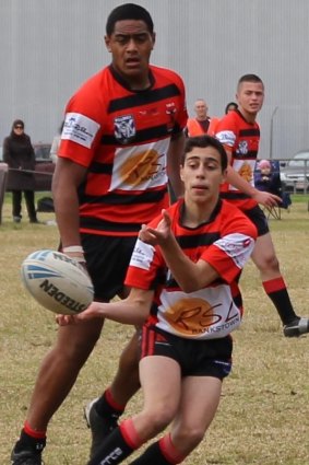 Jordan Mailata alongside teammate Jon Bernard Kairouz in under 15s.