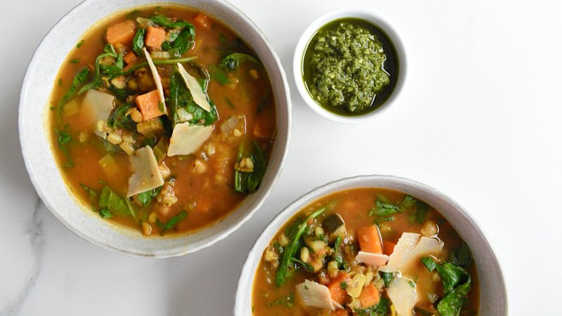 Spiced vegetable and chickpea soup
