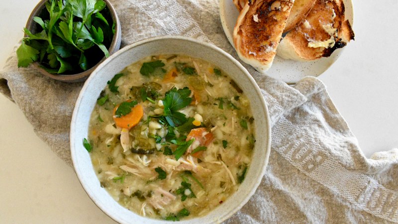 Sarah Pound shares slow-cooker chicken and risoni soup recipe