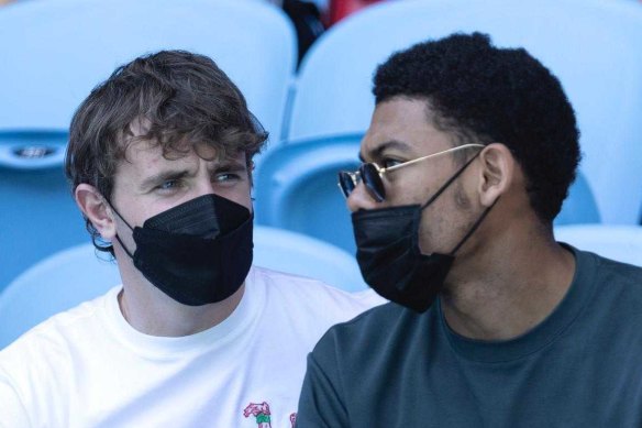 Paul Mescal and Aaron Pierre were spotted at the Australian Open on Saturday.