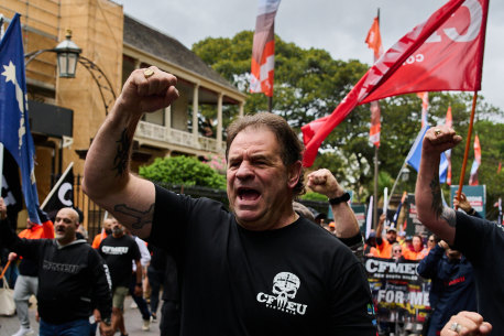 John Setka leads a CFMEU rally last year.