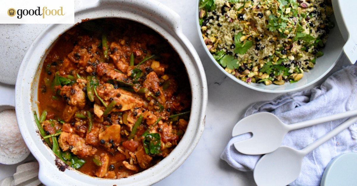 Fragrant Syrian chicken with lemon and pistachio cous cous