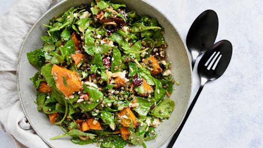 Packed with grains and pulses, this salad ticks many boxes.