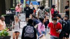 Pedestrians in downtown Atlanta, Georgia, where local inflation has dropped below 2 per cent in almost four years. Georgia is one of the battleground states up for grabs in the US election. 