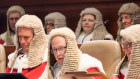  Justice Robert Beech Jones speak at his farewell to the NSw Supreme Court, with Chief Justice Andrew Bell on his right