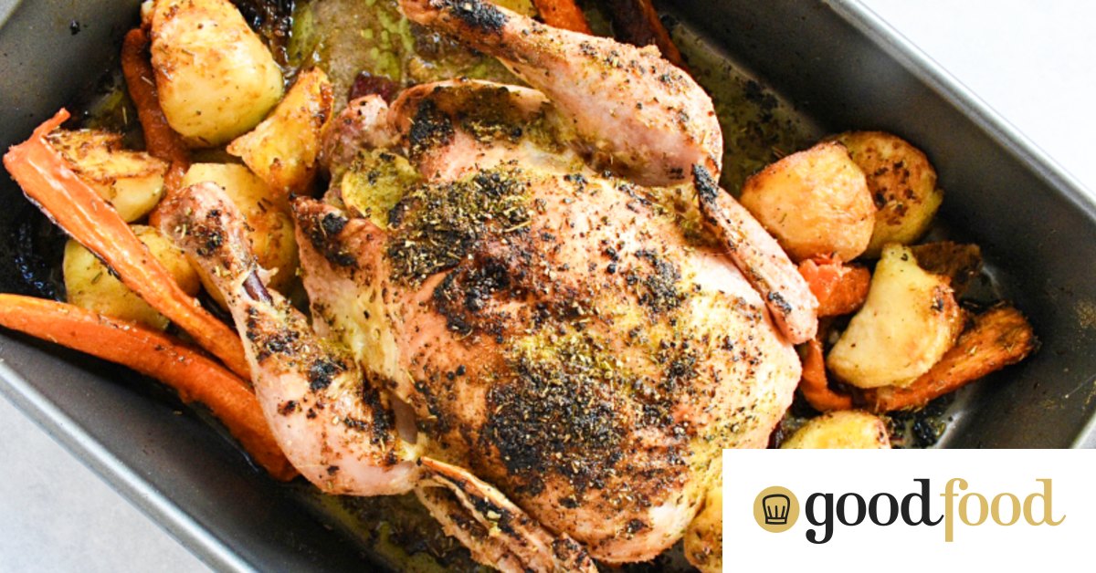 roasted chicken, frittata with vegetables and chicken salad inspired by Asia