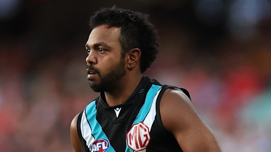 Sidelined: Port Adelaide forward Willie Rioli will not face the Crows this weekend.