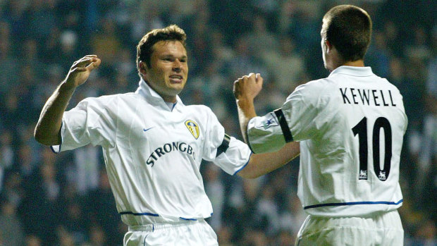 Socceroos connection: Mark Viduka and Harry Kewell's time at Leeds raised the club's profile in Australia.