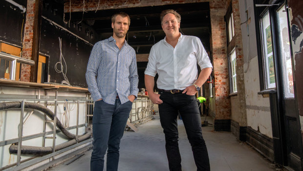 Dave Allan and Lawson Douglas inside The Subiaco Hotel, which is set to open late next month.