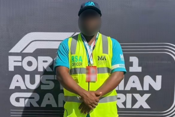 An MA Services Group security guard at the 2024 grand prix.